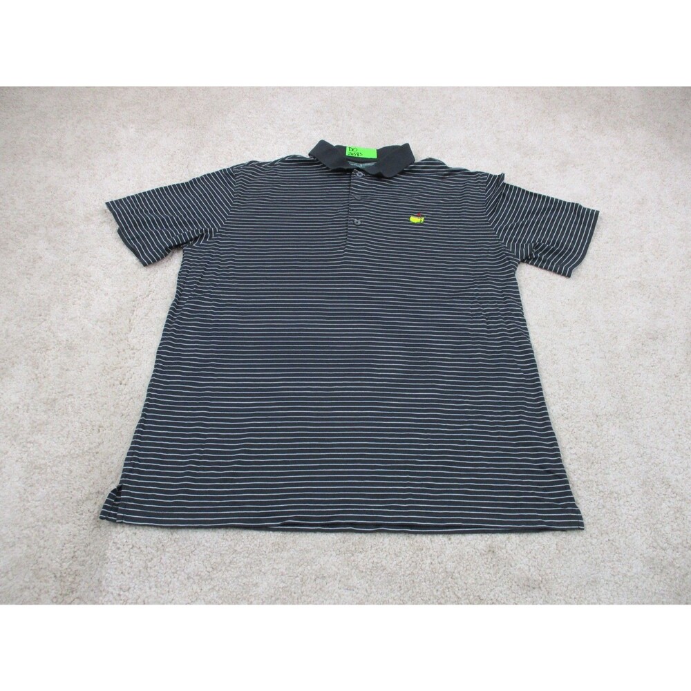Masters Polo Shirt Mens Medium Black White Striped Masters Augusta National Golf